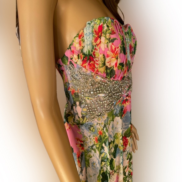 City Triangles Women's Strapless Embellished Formal Foral Dress Size 13 - Picture 8 of 14